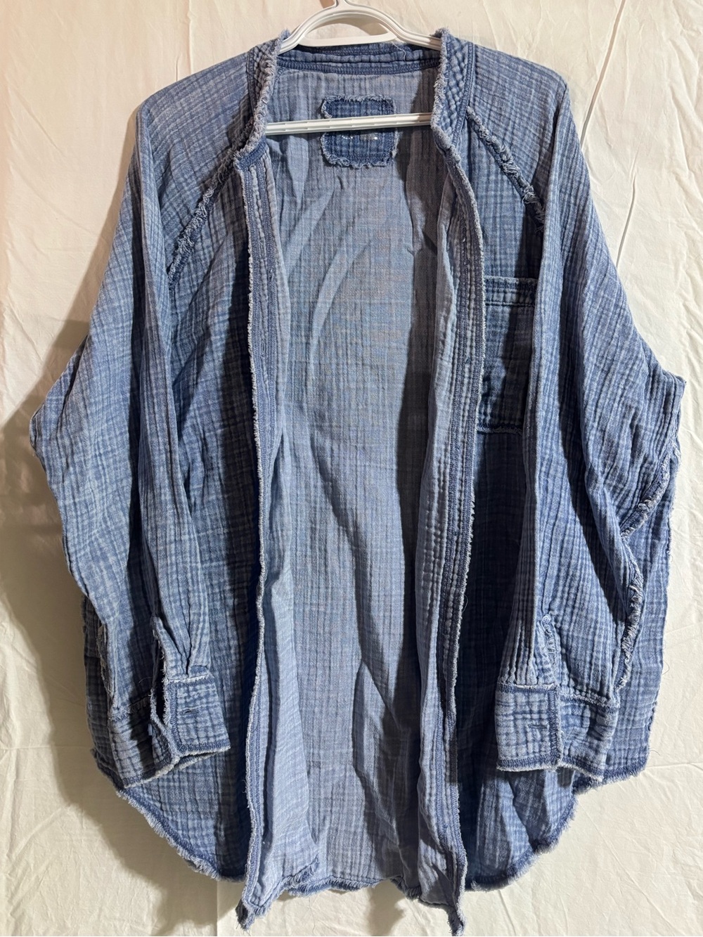 Aerie Light Blue Womens Open-Front Cotton Jacket